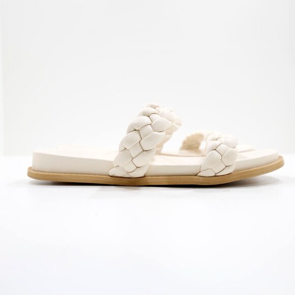 Dolce Vita Glade Stella Ivory Leather Braided Flat Slide Sandals - 7.5 - Picture 3 of 7